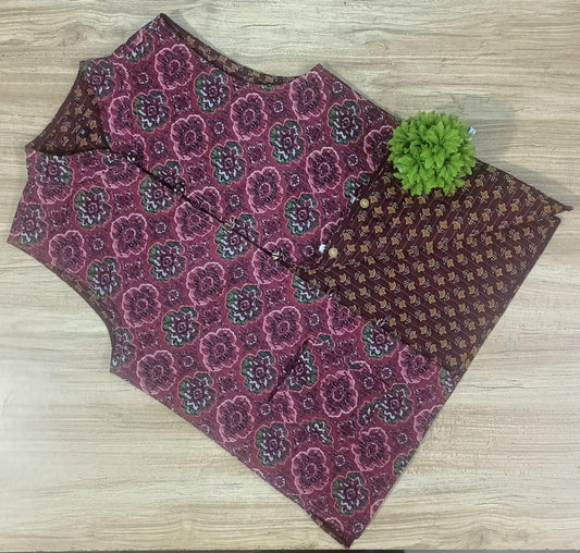 Ajrakh Print Maroon Reversible Jacket for Women