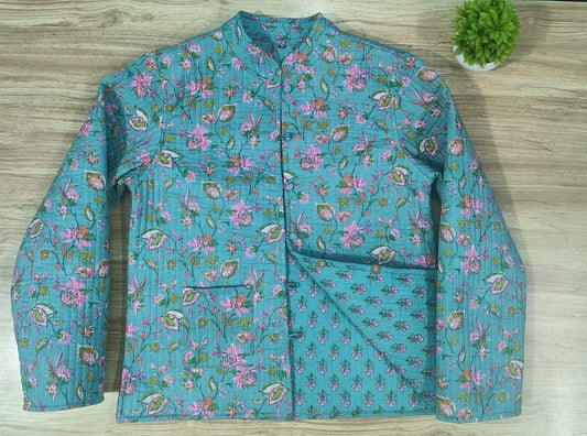 Blue Color Full Sleeve Reversible Jacket for Women