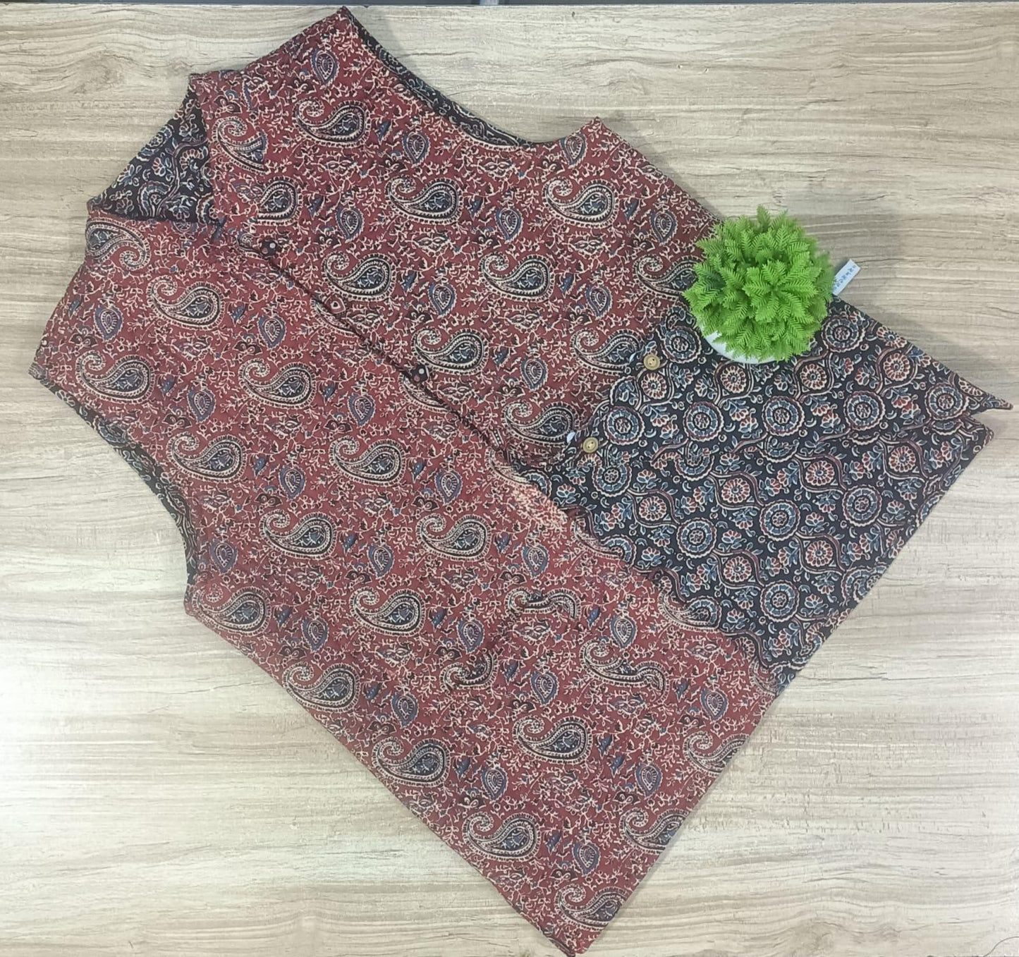 Blue and Coffee Color Printed Reversible Jacket for Women