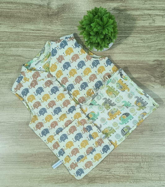 White Unisex Reversible jacket with Elephant Print