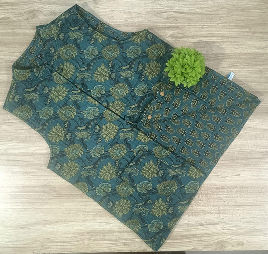 Green Reversible Jacket for Women with Floral Print