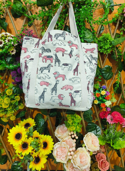 Ethnic Ziraff Animal Prints Canvas Fabric Bag