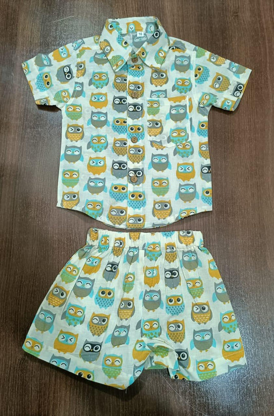 Multi Color Owl Print Co-Ord Set