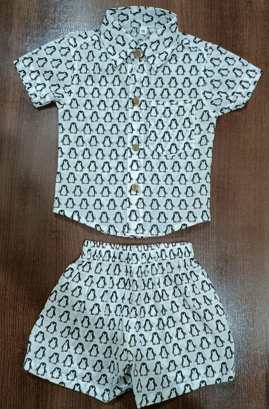 Boy's Black Penguin Print Co-Ord Set