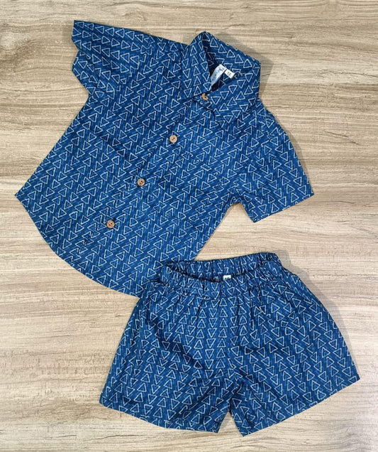 Boy's Indigo Triangle Print Co-Ord Set