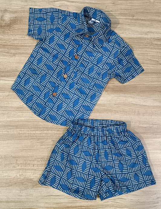 Boy's Indigo Ethnic Print Co-Ord Set
