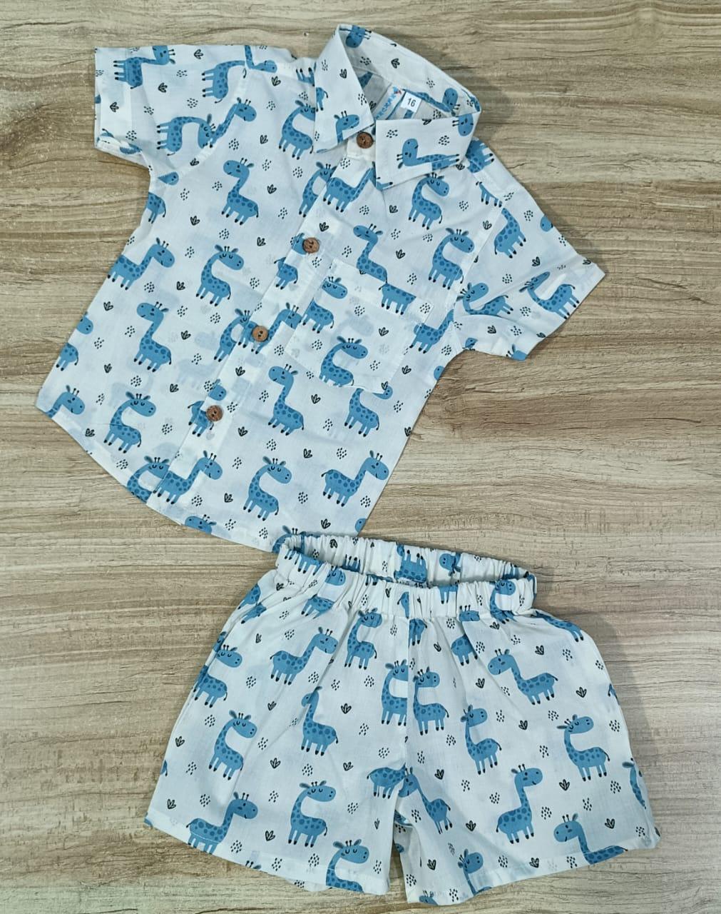 Boy's Ethnic Light Blue Print Co-Ord Set