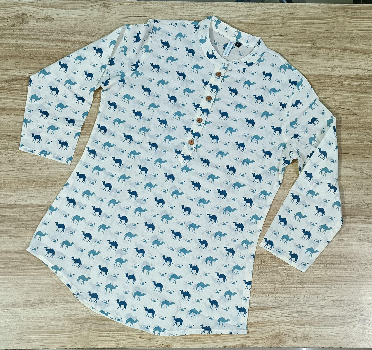 Women's Multi Camel Printed Cotton Kurta