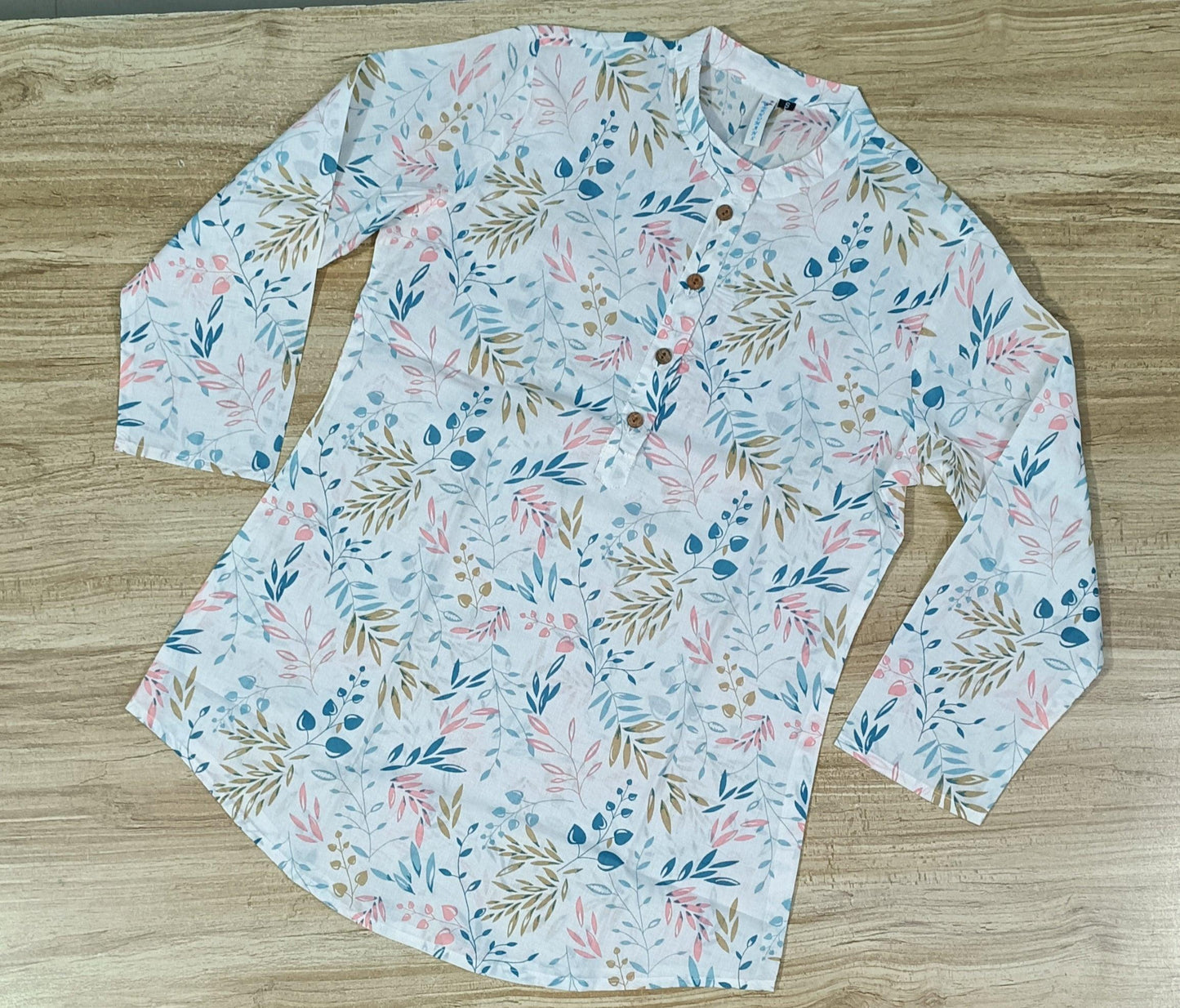 Women's Leaf Printed Cotton Kurta