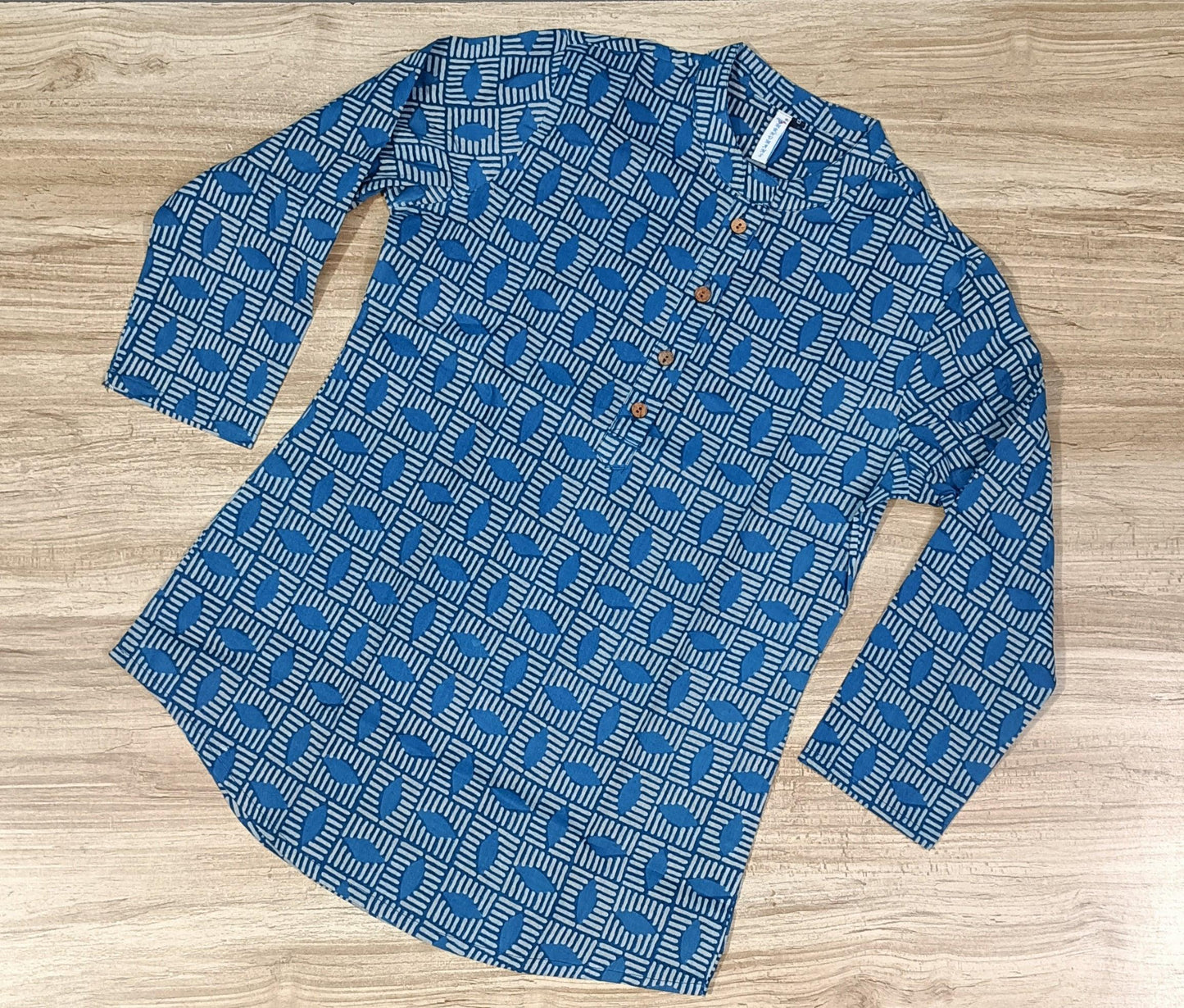 Women's Indigo Printed Cotton Kurta