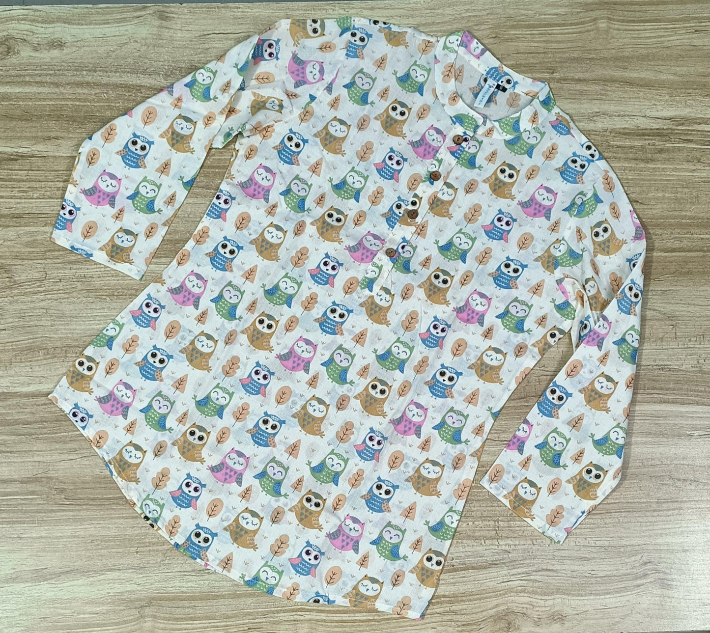 Women's Multi Owl Printed Cotton Kurta