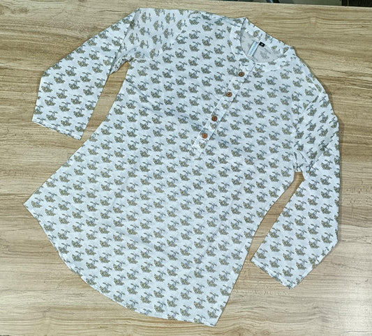 Women's Leaf Printed Cotton Kurta