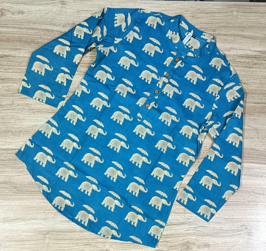 Women's Elephant Printed Cotton Kurta