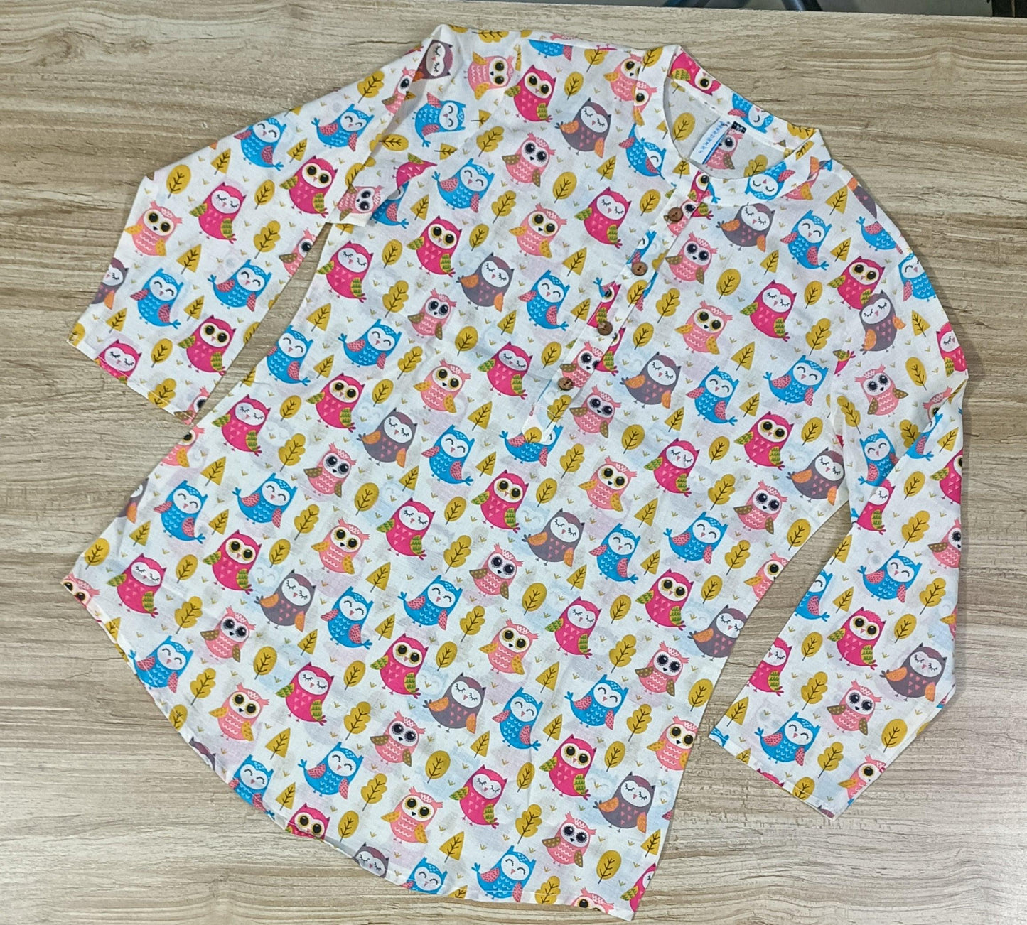 Women's Owl Printed Cotton Kurta