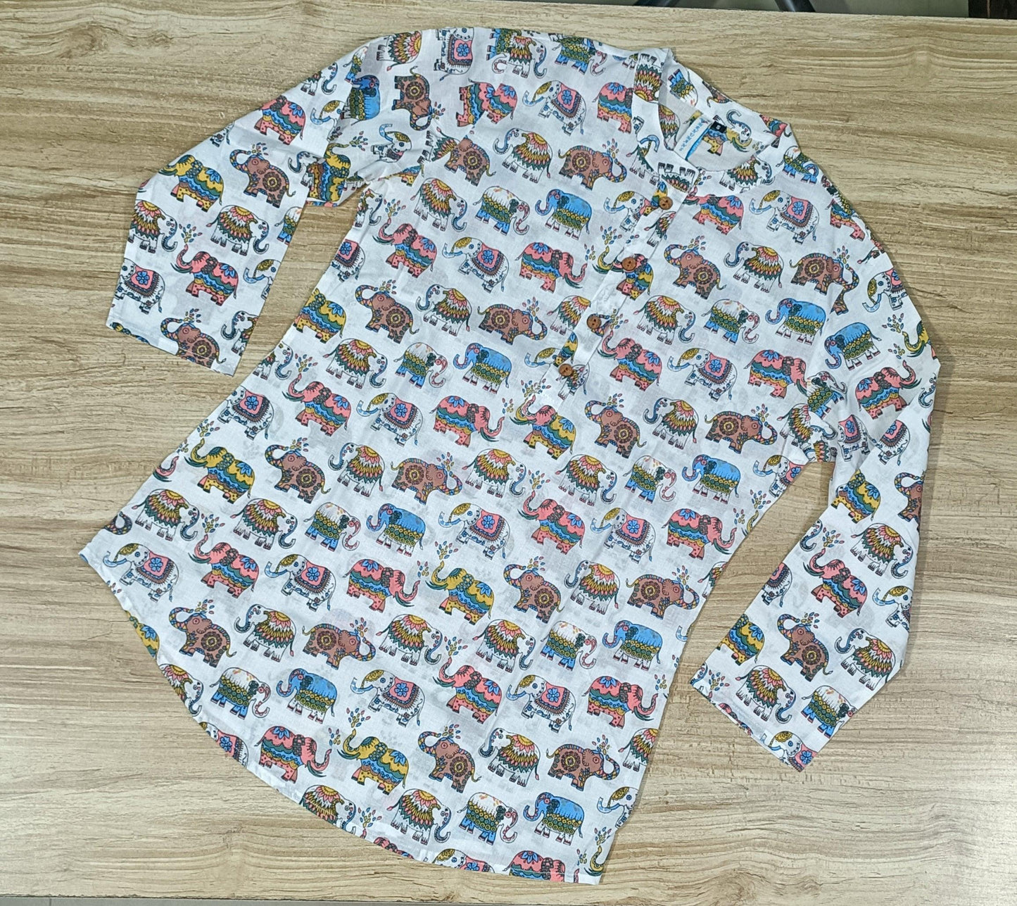 Women's Multi Color Elephant Printed Cotton Kurta