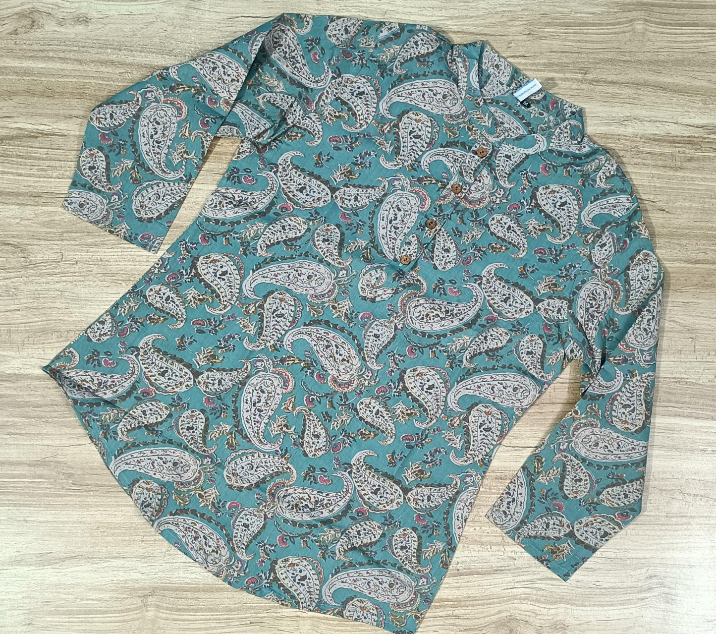 Women's Green Paisley Printed Cotton Kurta