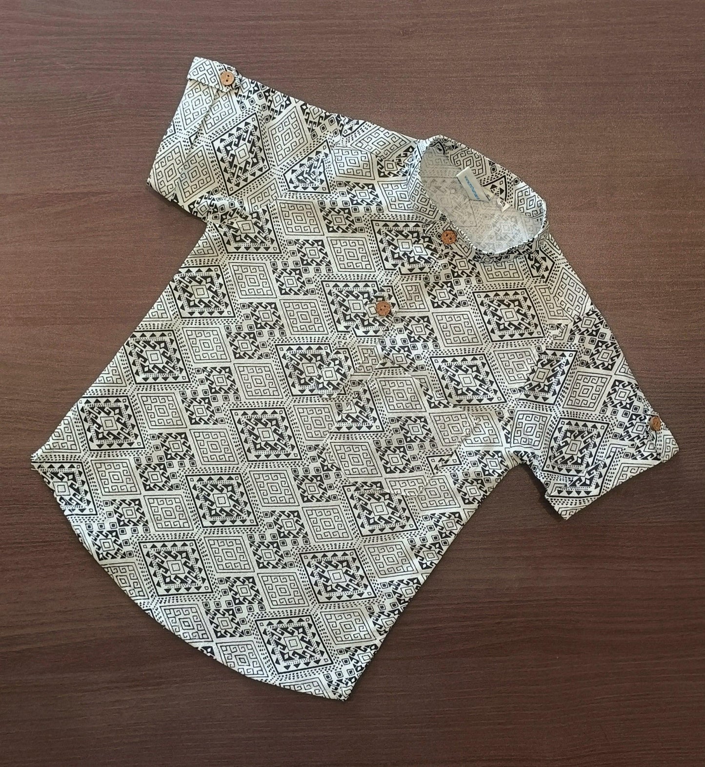 Boy's Geometric Printed Half-Sleeves Kurta