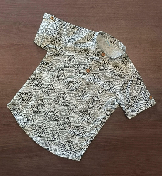 Boy's Geometric Printed Half-Sleeves Kurta