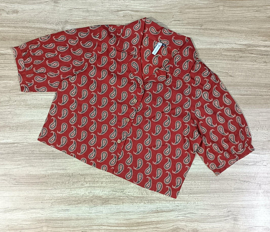 Women's Red Paisley Printed Cotton Crop-Top