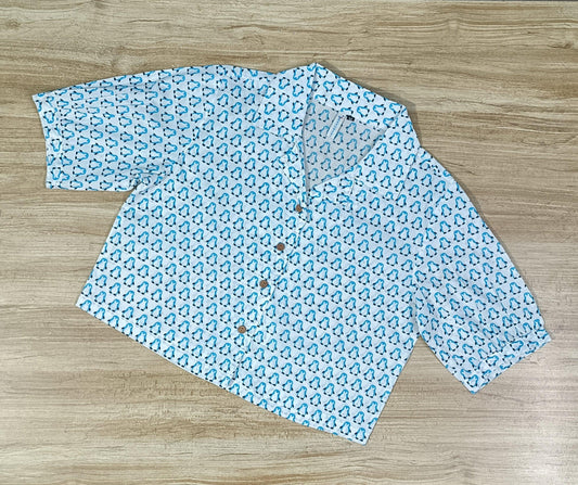 Women's Penguins Printed Cotton Crop-Top