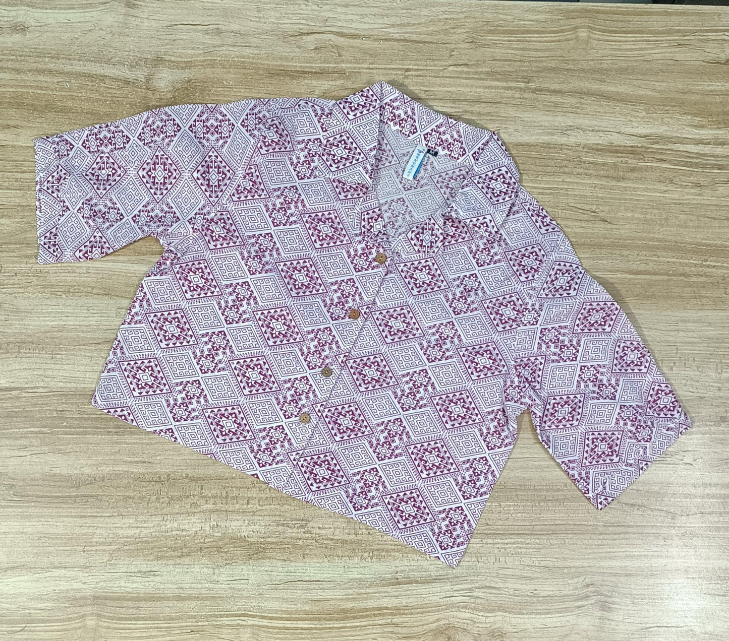 Women's Geometric Printed Cotton Crop-Top