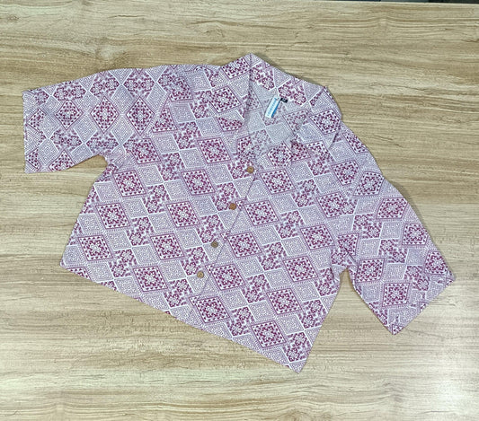 Women's Geometric Printed Cotton Crop-Top