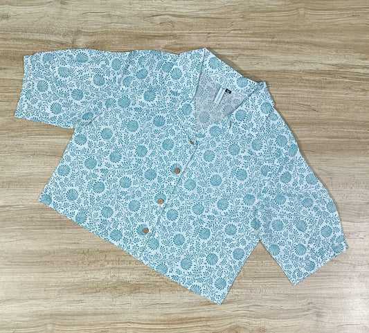 Women's Floral Printed Cotton Crop-Top