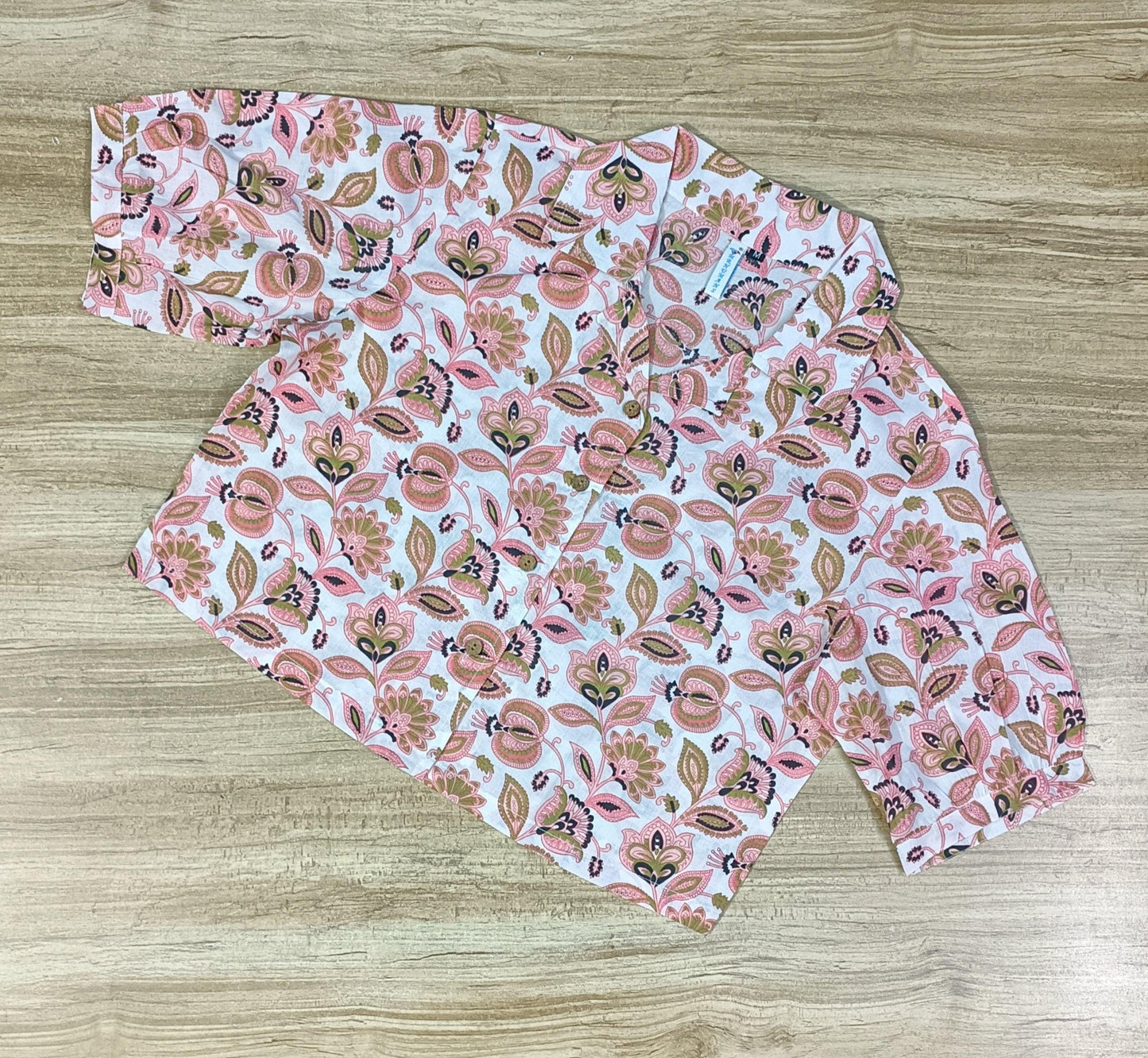 Women's Pink Floral Printed Cotton Crop-Top