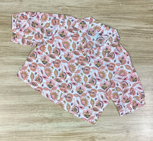 Women's Pink Floral Printed Cotton Crop-Top