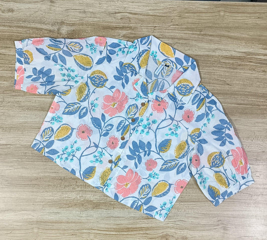 Women's Floral Multi Color Printed Cotton Crop-Top