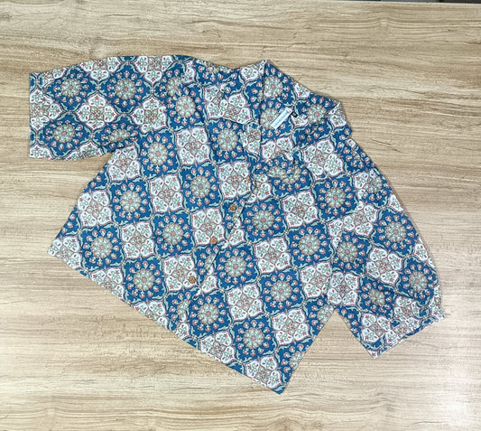 Women's Ajrakh Printed Cotton Crop-Top