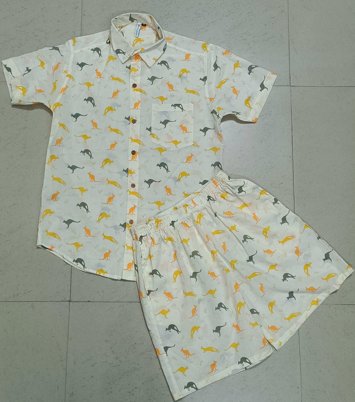 Men Multi Color Kangaroo Print Co-ord Set