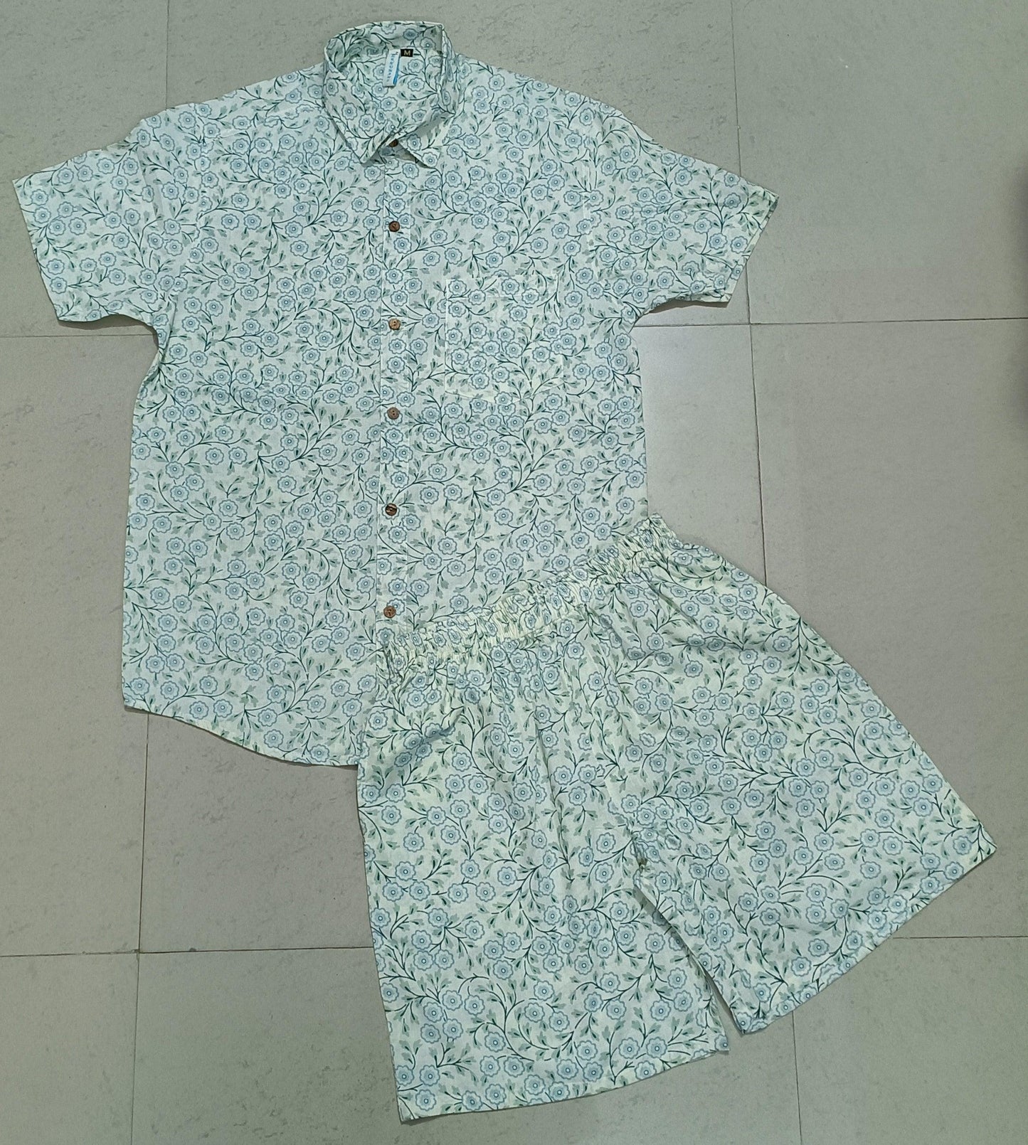 Men Multi Color Leaf Print Co-Ord Set