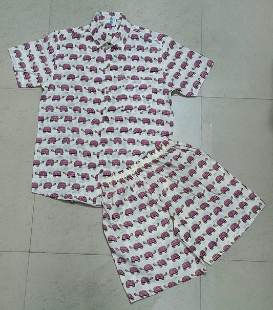 Men Multi Color Tortoise Print Co-Ord Set