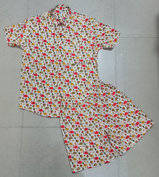 Men Multi Color Camel Print Co-Ord Set