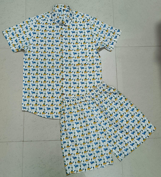 Men Printed Multi Color Camel Print Co-Ord Set