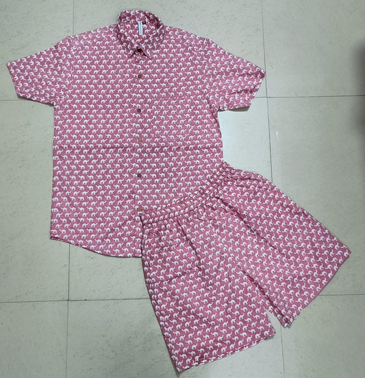 Men Camel Print Co-Ord Set