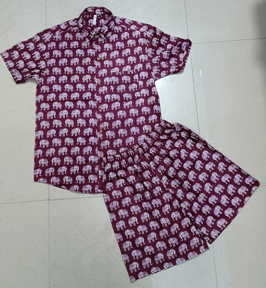 Men Elephant Printed Co-Ord Set
