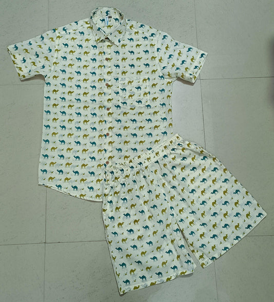 Men Multi Color Camel Printed Co-Ord Set