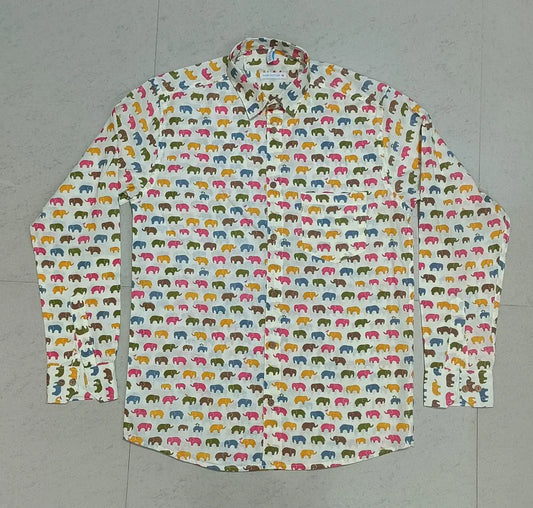 Men's Elephant Multi Color Printed Full-Sleeves Shirts
