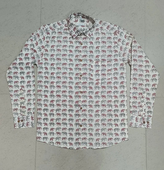 Men's Ethnic Multi Color Elephant Printed Full-Sleeves Shirts