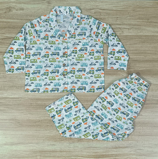 Boy's Multi Color Car Printed Night Suit Set