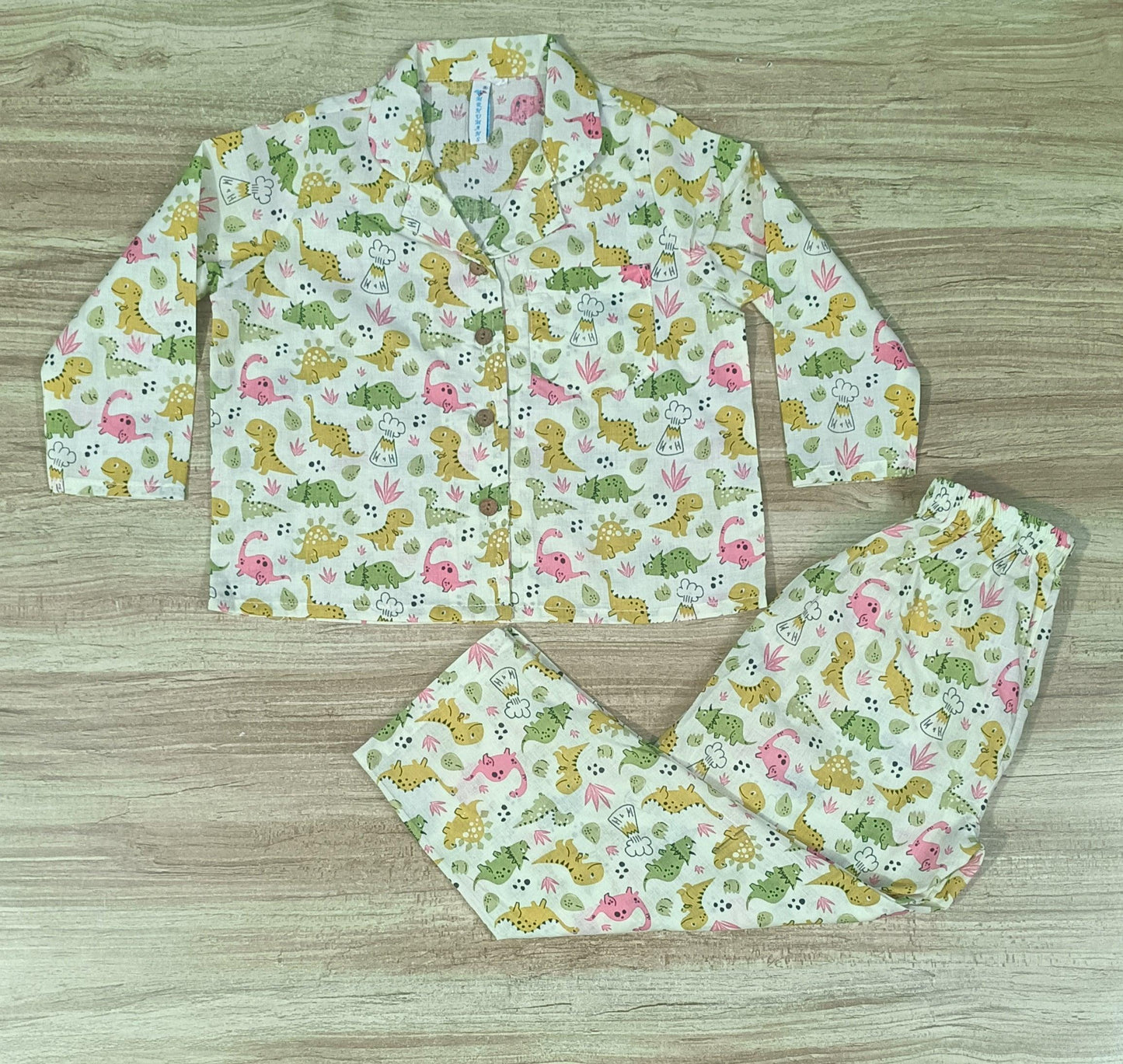 Boy's Multi Color Dinosaur Printed Night Suit Set