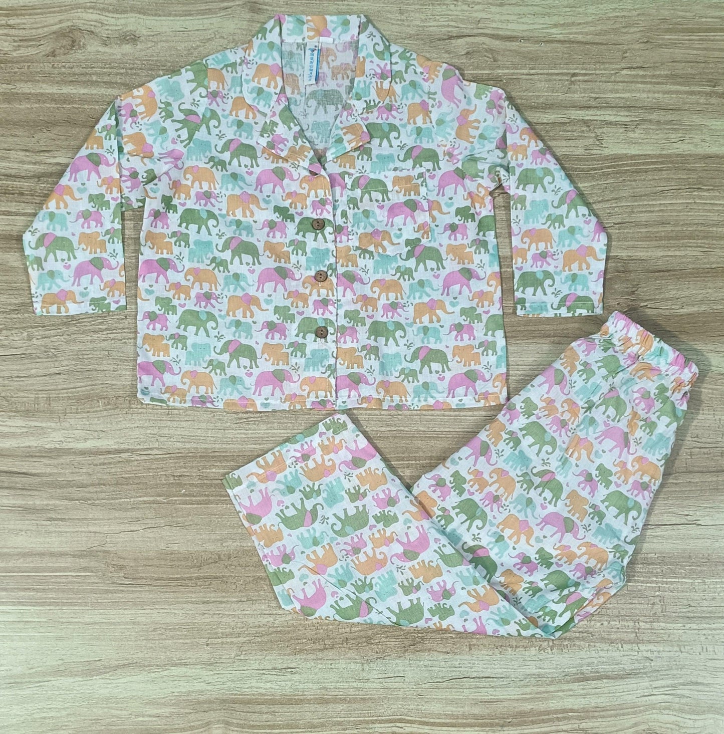 Boy's Multi Color Elephant Printed Night Suit Set