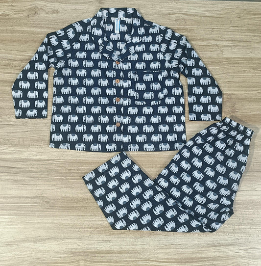 Boy's Elephant Printed Night Suit Set