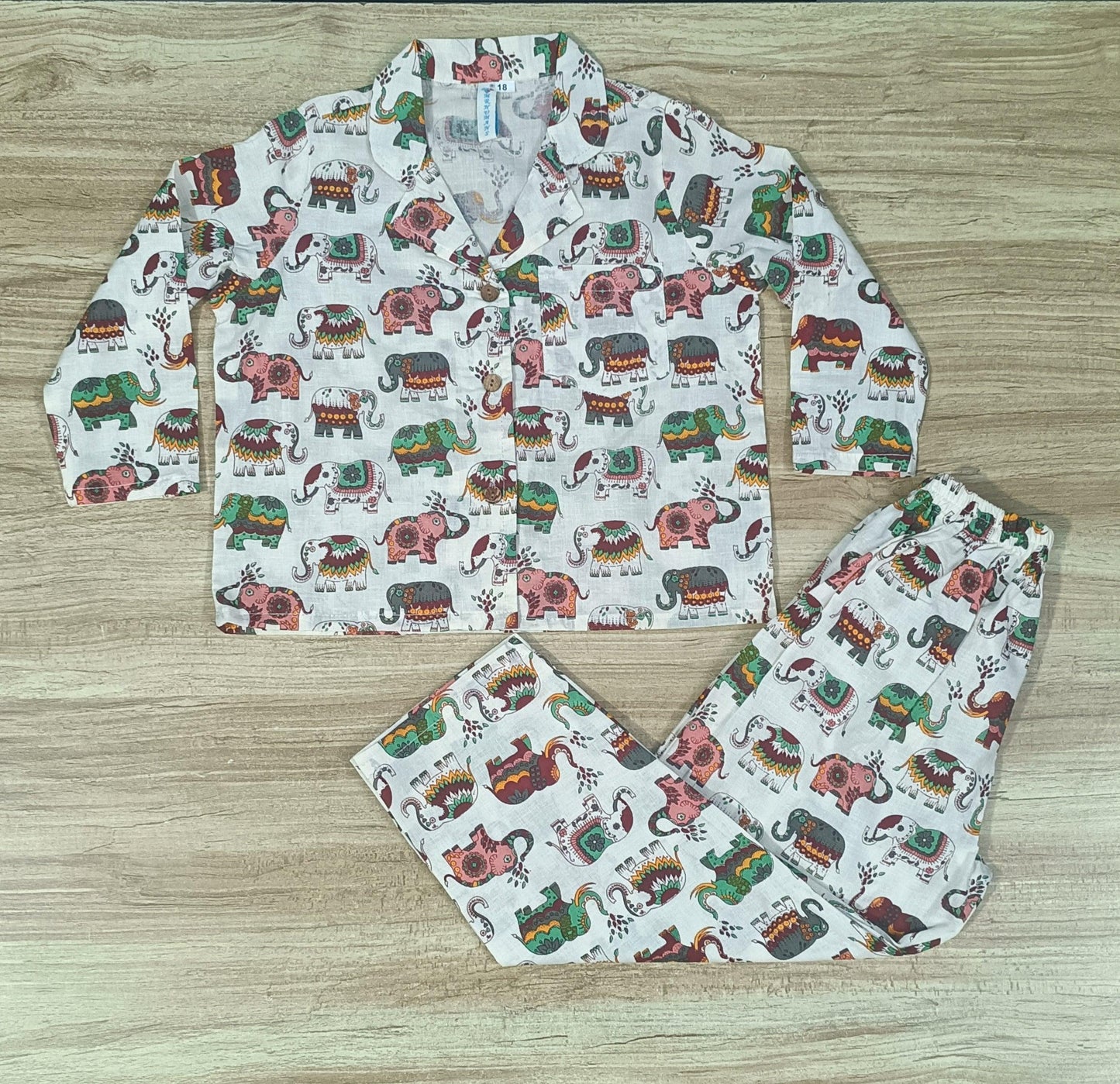 Boy's Multi Color Elephant Printed Night Suit Set