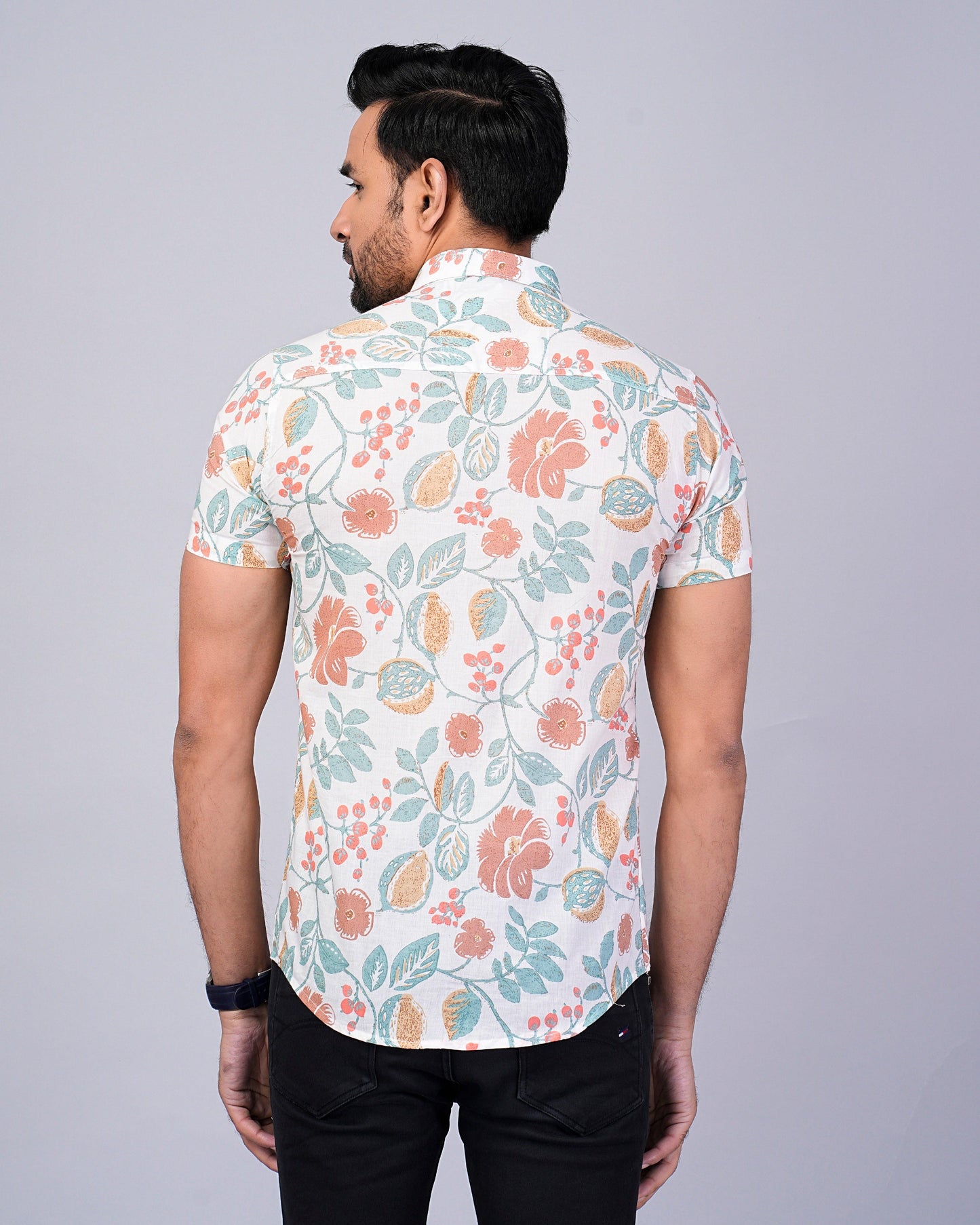 Men's Ethnic Floral Printed Half-Sleeves shirts