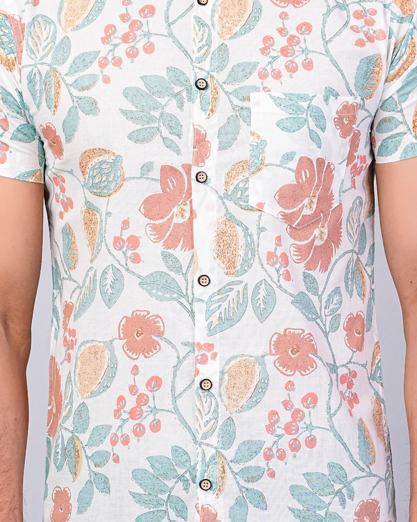 Men's Ethnic Floral Printed Half-Sleeves shirts