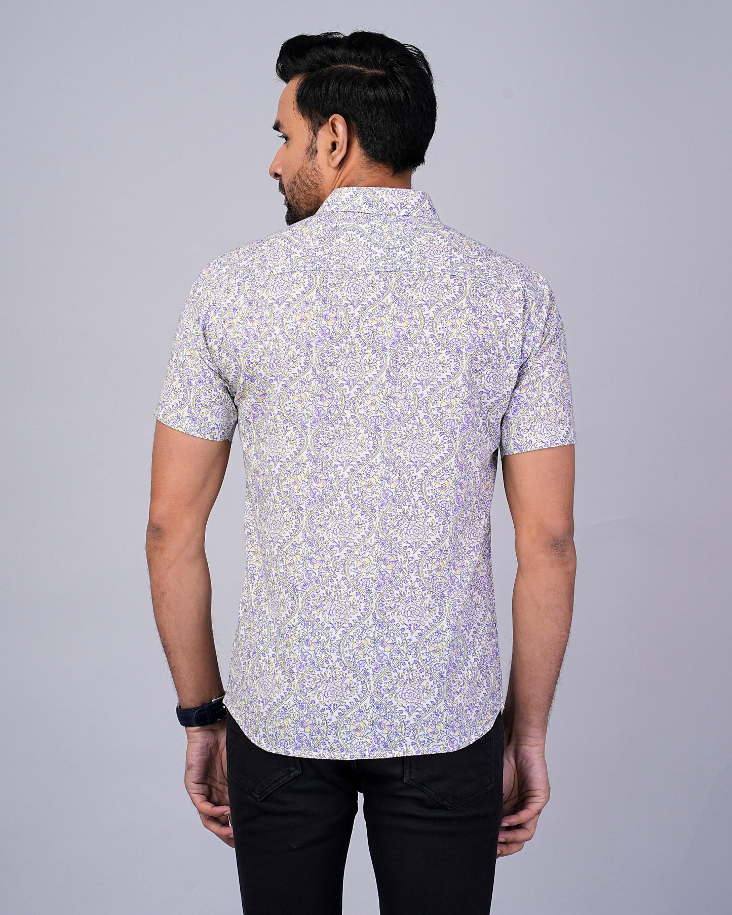 Men's Ethnic Floral Printed Half-Sleeves shirts