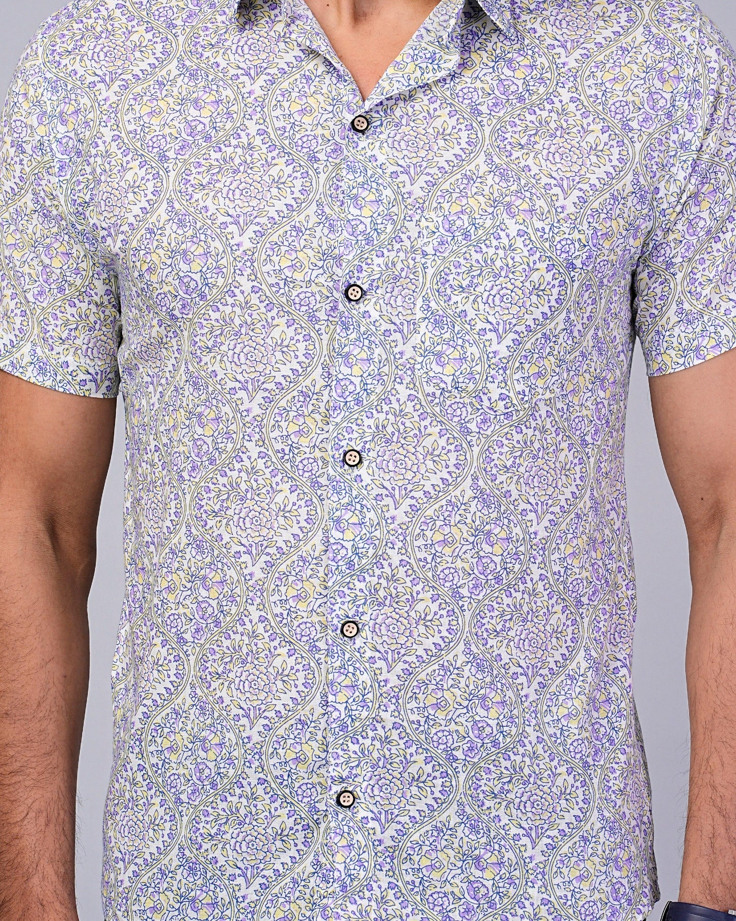 Men's Ethnic Floral Printed Half-Sleeves shirts